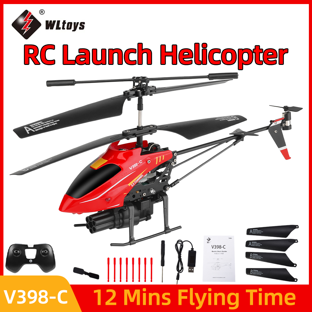 Rc Helicopter Gyro - Wltoys rc helicóptero V398-C avião lançamento